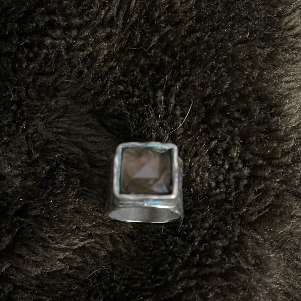 Silpada silver ring with Brown gemstone square sz 7